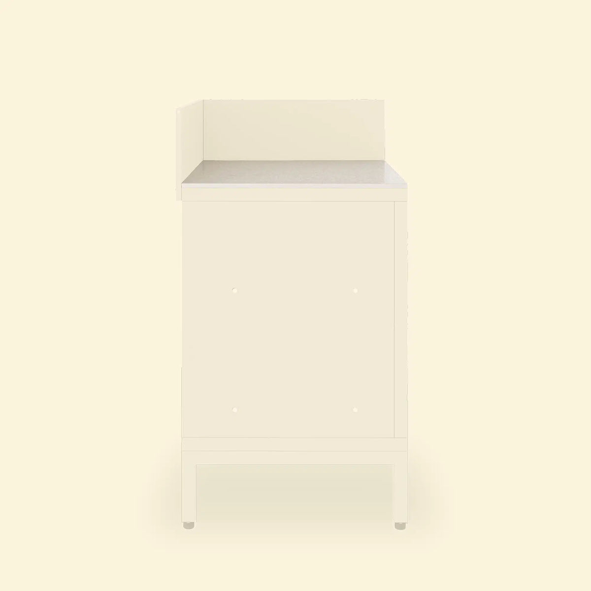 Eckmodul Pilotis mit weißer Keramik-Arbeitsplatte.
::visuel:creme