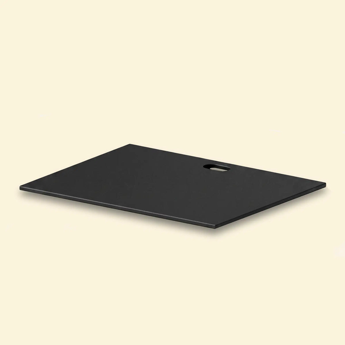 Schwarze Arbeitsplatte aus Keramik für das Plancha-Modul Pilotis Vivaplancha.\n::visuel:noir