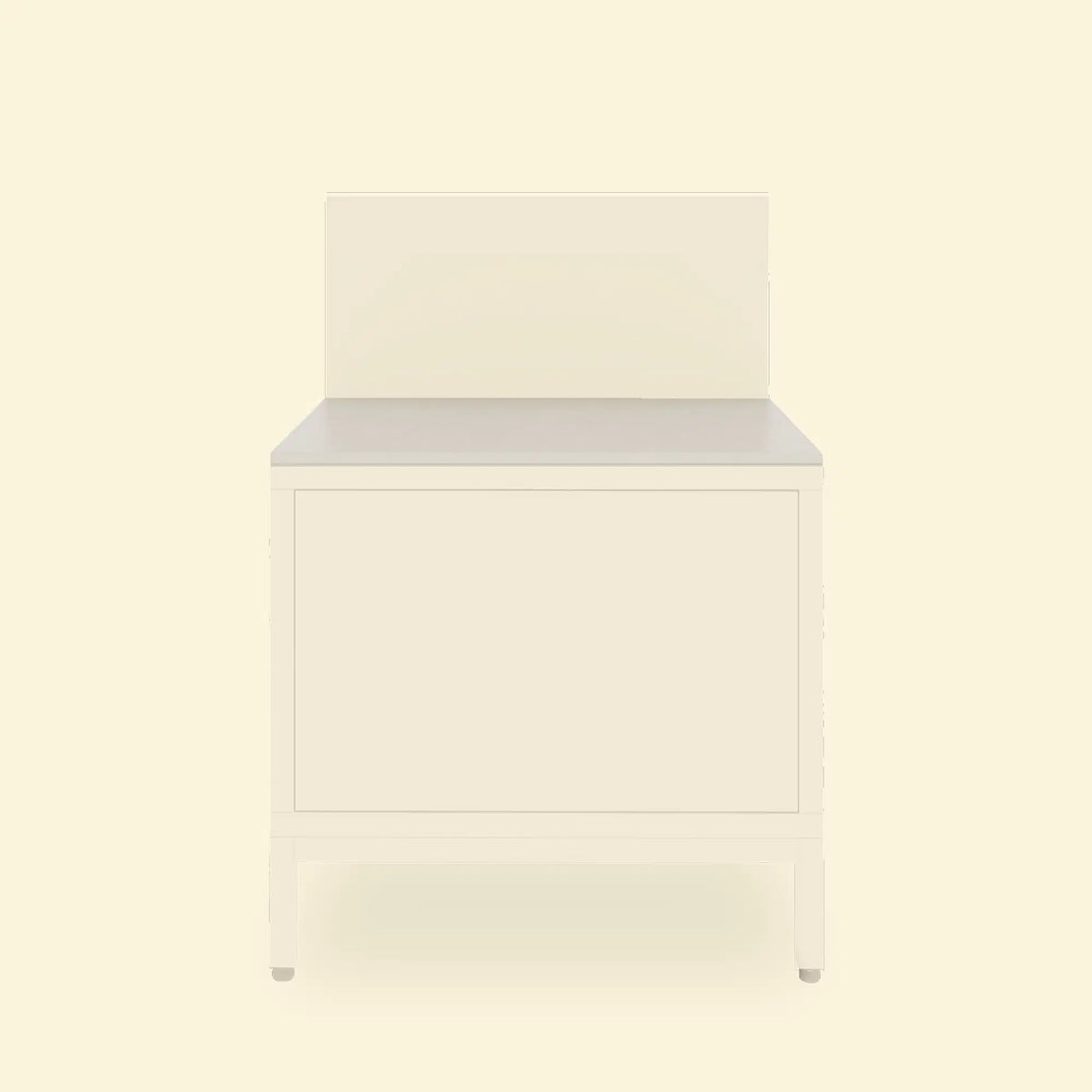 Plancha-Modul Pilotis mit Arbeitsplatte aus weißer Keramik.\n::visuel:creme