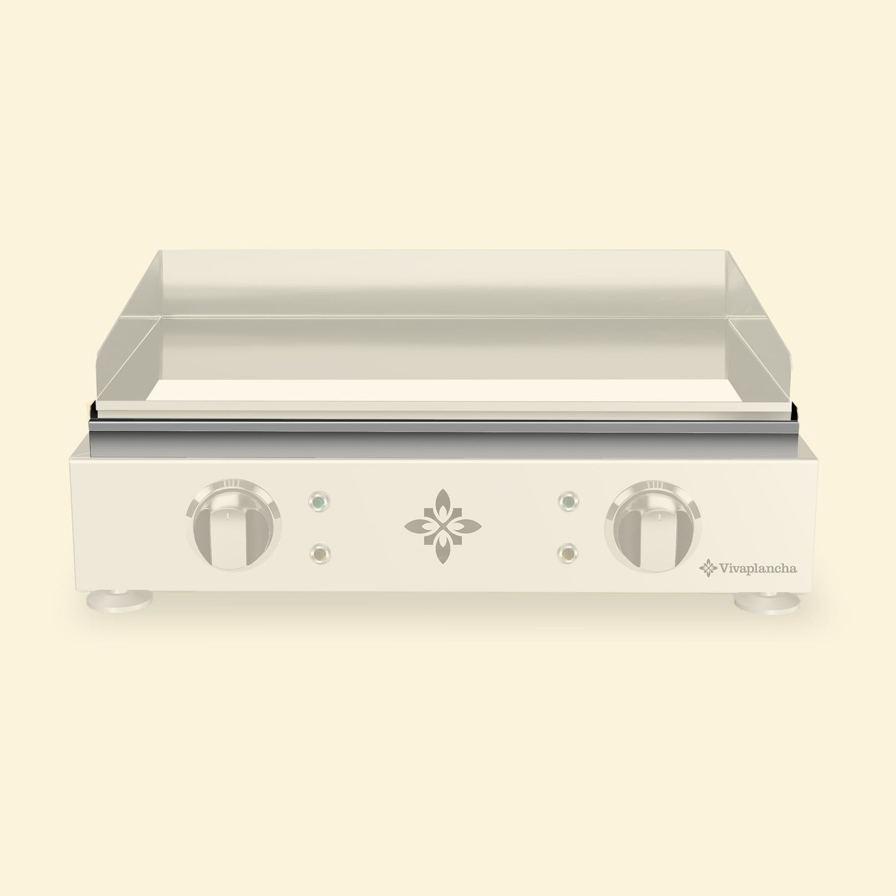 Hervorhebung der Fettauffangschale der Vivaplancha-Plancha, während der übrige Teil des Geräts bewusst in den Hintergrund gerückt wird.